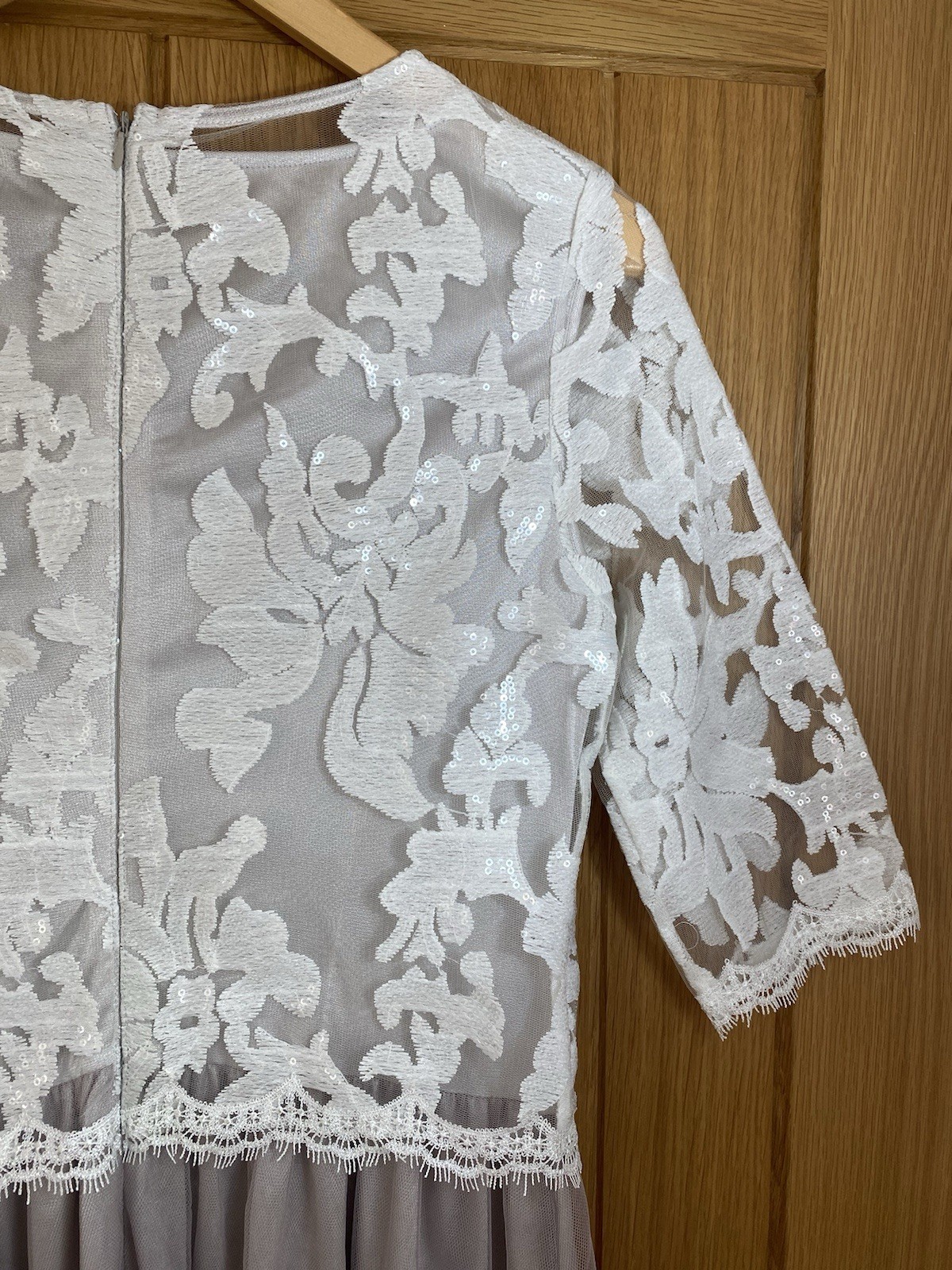 Tendency Occasion Dress Size 8/36 Nude Ivory Vintage Look Sequinned Wedding