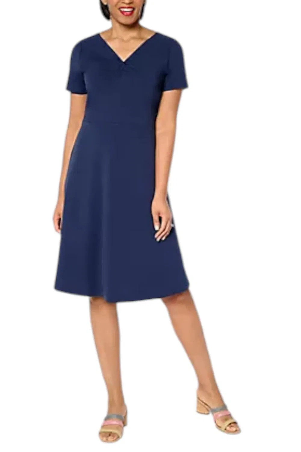 Isaac Mizrahi Live Women’s Scuba Crepe Twist Front Dress Navy