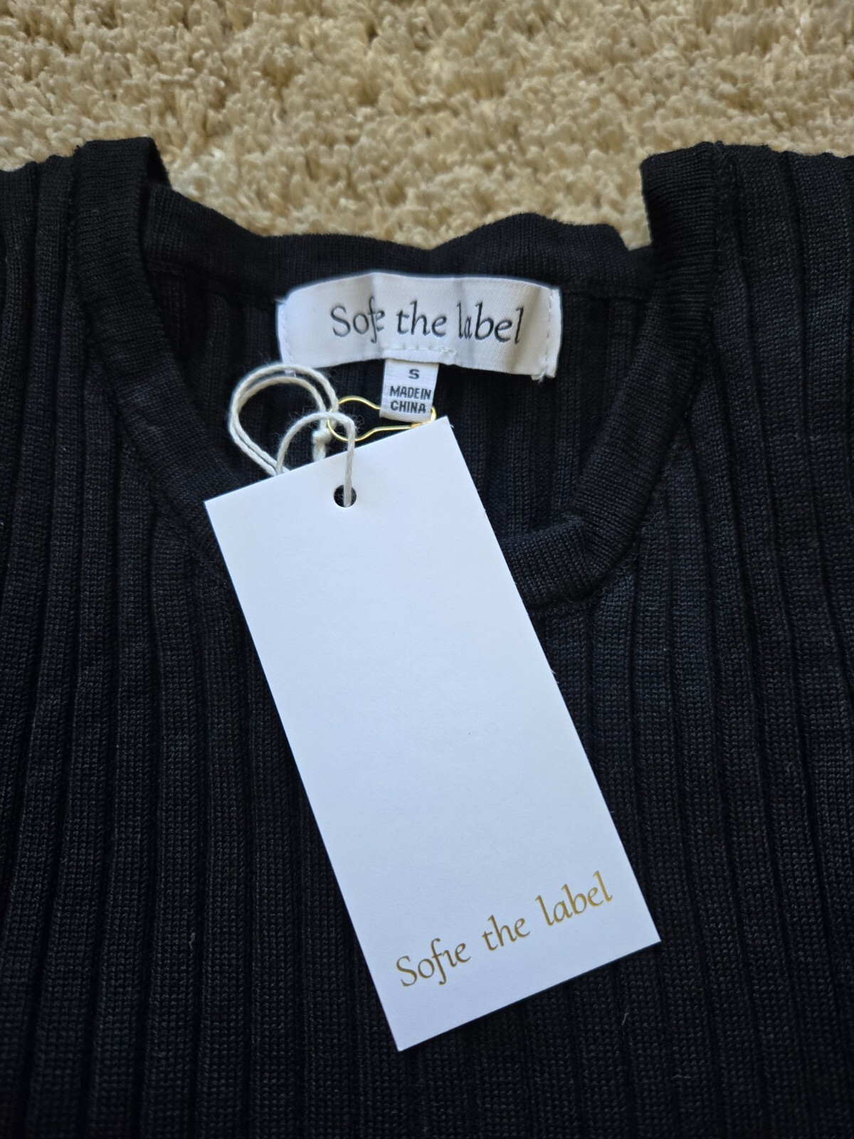 Sofie the Label black ruffle mini dress puff sleeve womens S