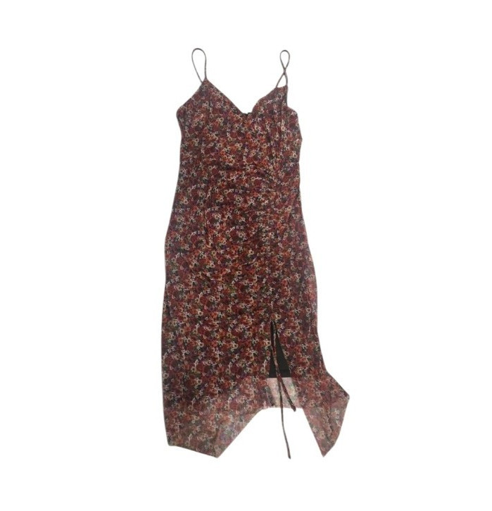 BCBGeneration Floral Mesh Ruched Midi Dress Size 6 Y2K Date Night