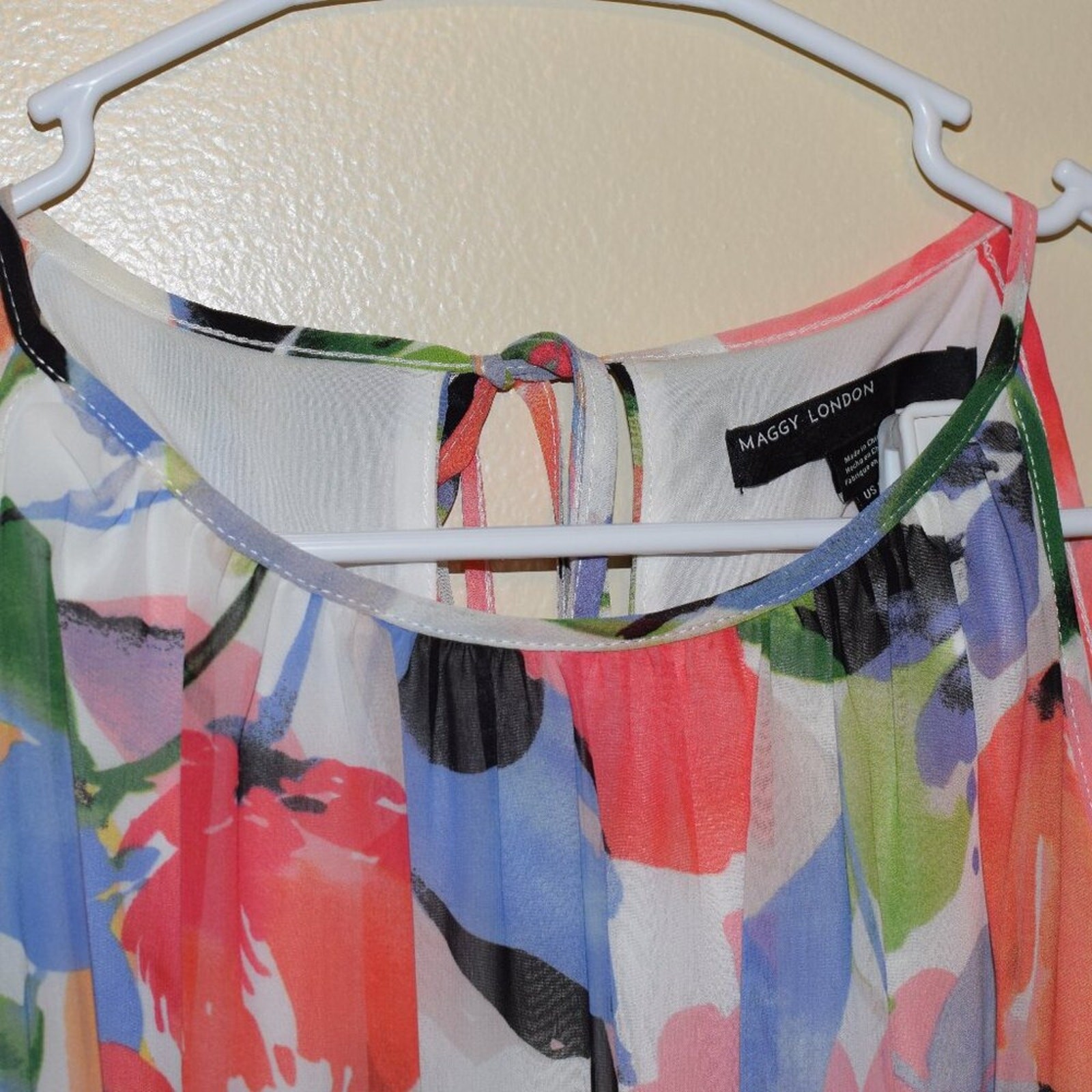 Maggy London Floral Chiffon Cold Shoulder Dress Classic Romantic Wedding Guest 6