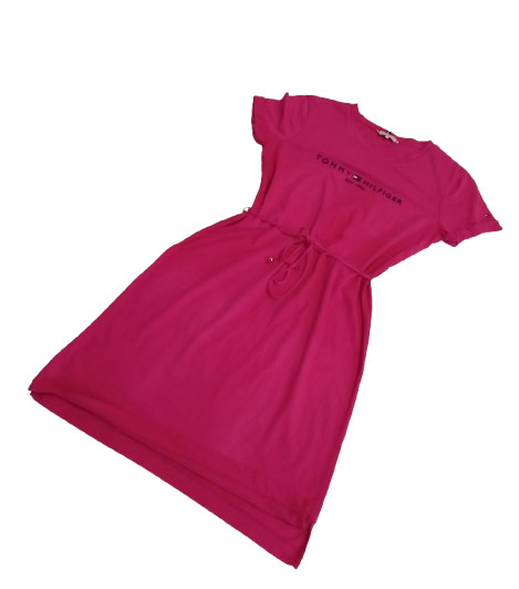 Tommy Hilfiger Pink T-Shirt Dress Size M with Drawstring Waist
