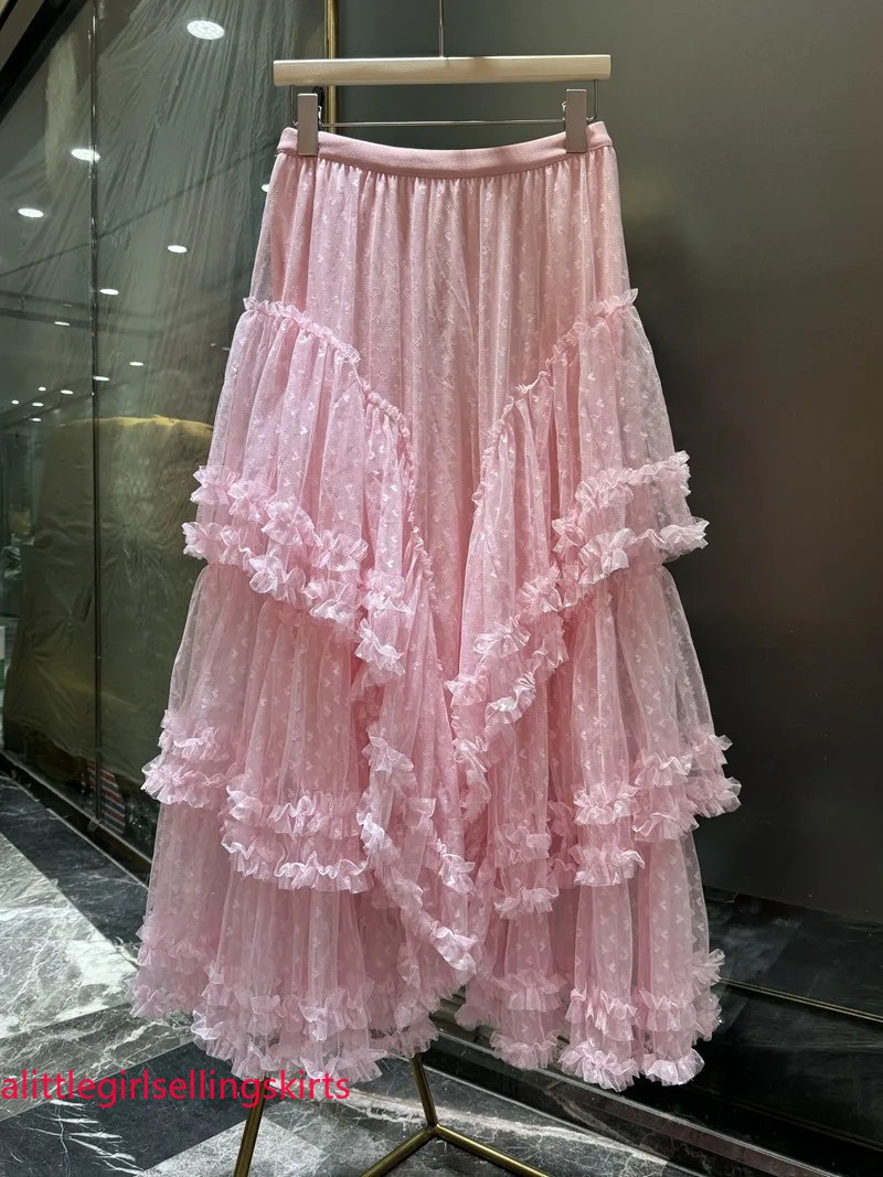New in Women’s Spring Lace Patchwork Mesh Tutu Cake Long Skirt Women Sweet