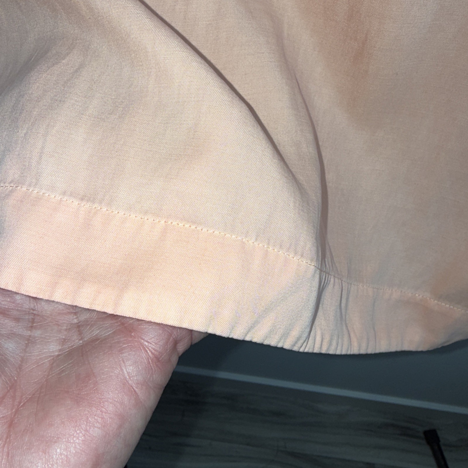 Soft Surroundings Kiran M Peach Nectar Shirt Dress Linen Blend Roll Tab Sleeves