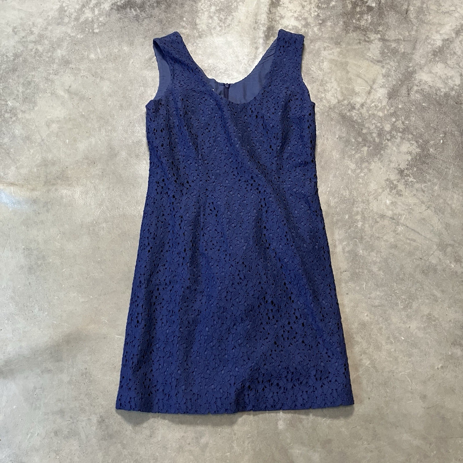 Cacharel Dress Womens Size 4 Blue Lace Sleeveless Shift Cotton Blend Short