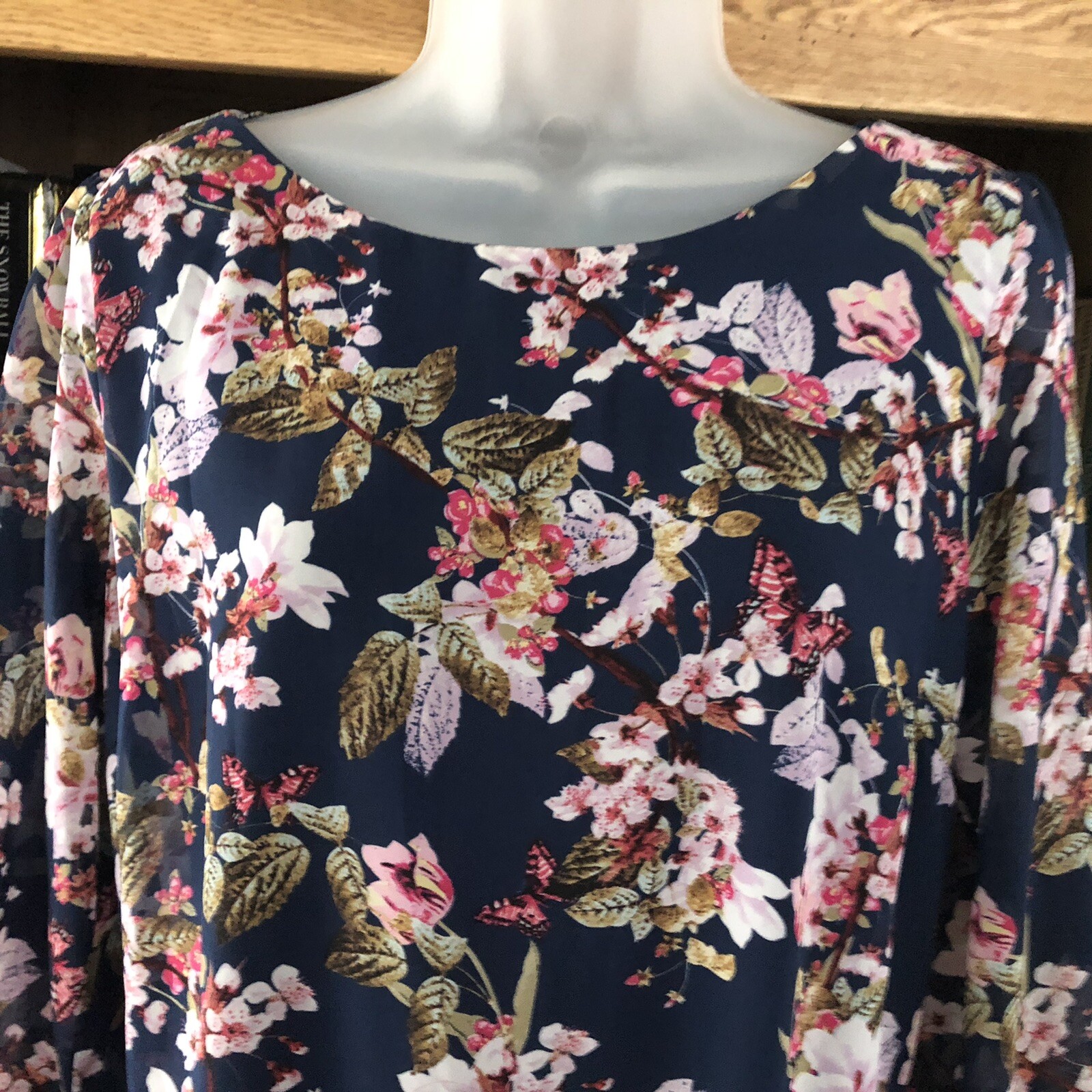 Atmosphere Navy Chiffon Shift Dress – Floral – Size 12 – Used – Good Condition
