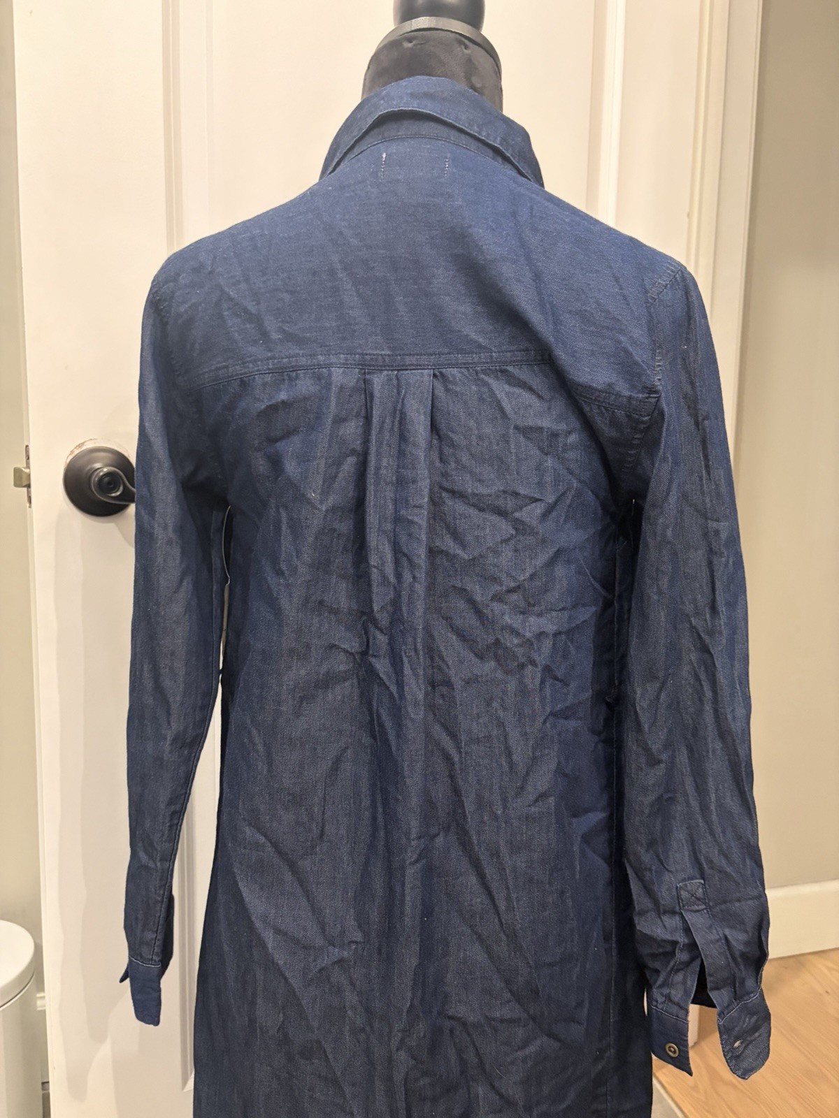 NWT Old Navy Womens Denim Tunic Shirt Dress Blue Dark Wash Long Sleeve XS