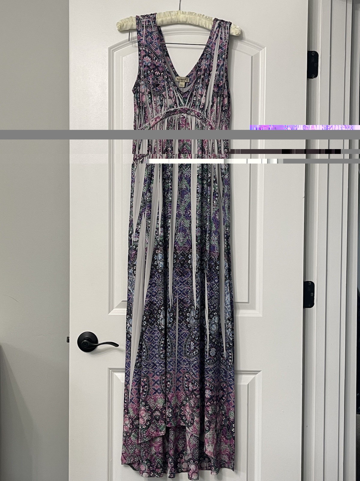 One World Boho Paisley V-Neck Midi Dress S Purple Blue Mermaid Whimsigoth Flowy