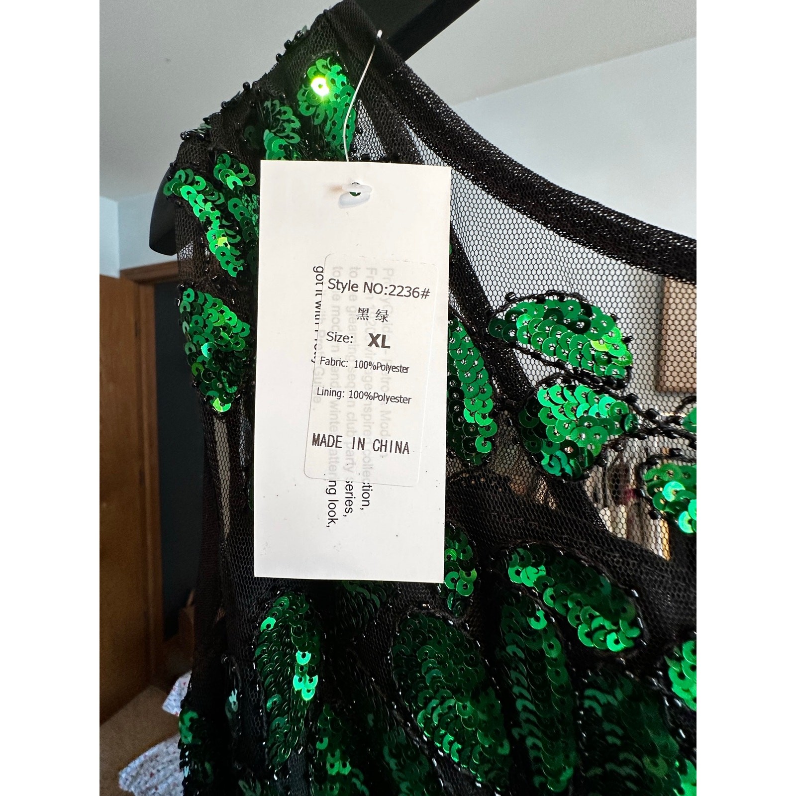 PrettyGuide Roaring 20s Flapper Dress NWT Green Black Sequin Gatsby XL