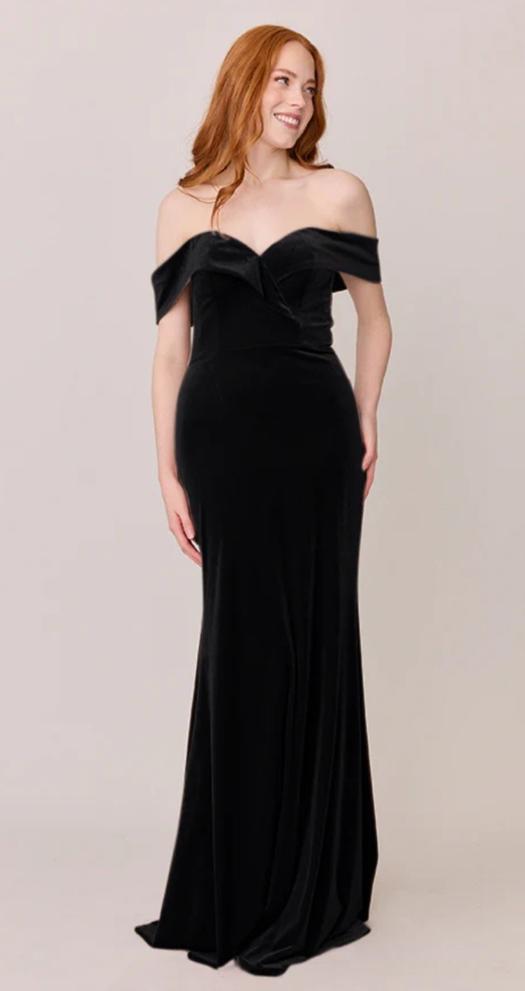 NWT-Womens Revelry Velor Off The Shoulder Dress-Black-Size 6-FAST SHIPPING