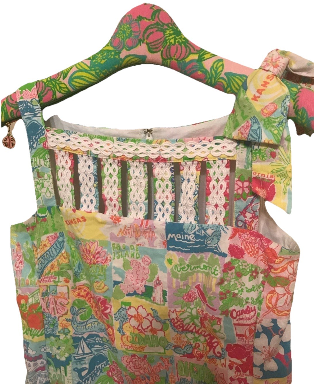 HOLY! Lilly Pulitzer STATE OF MIND Patchwork 50 States Ricci Shift Dress Size 0