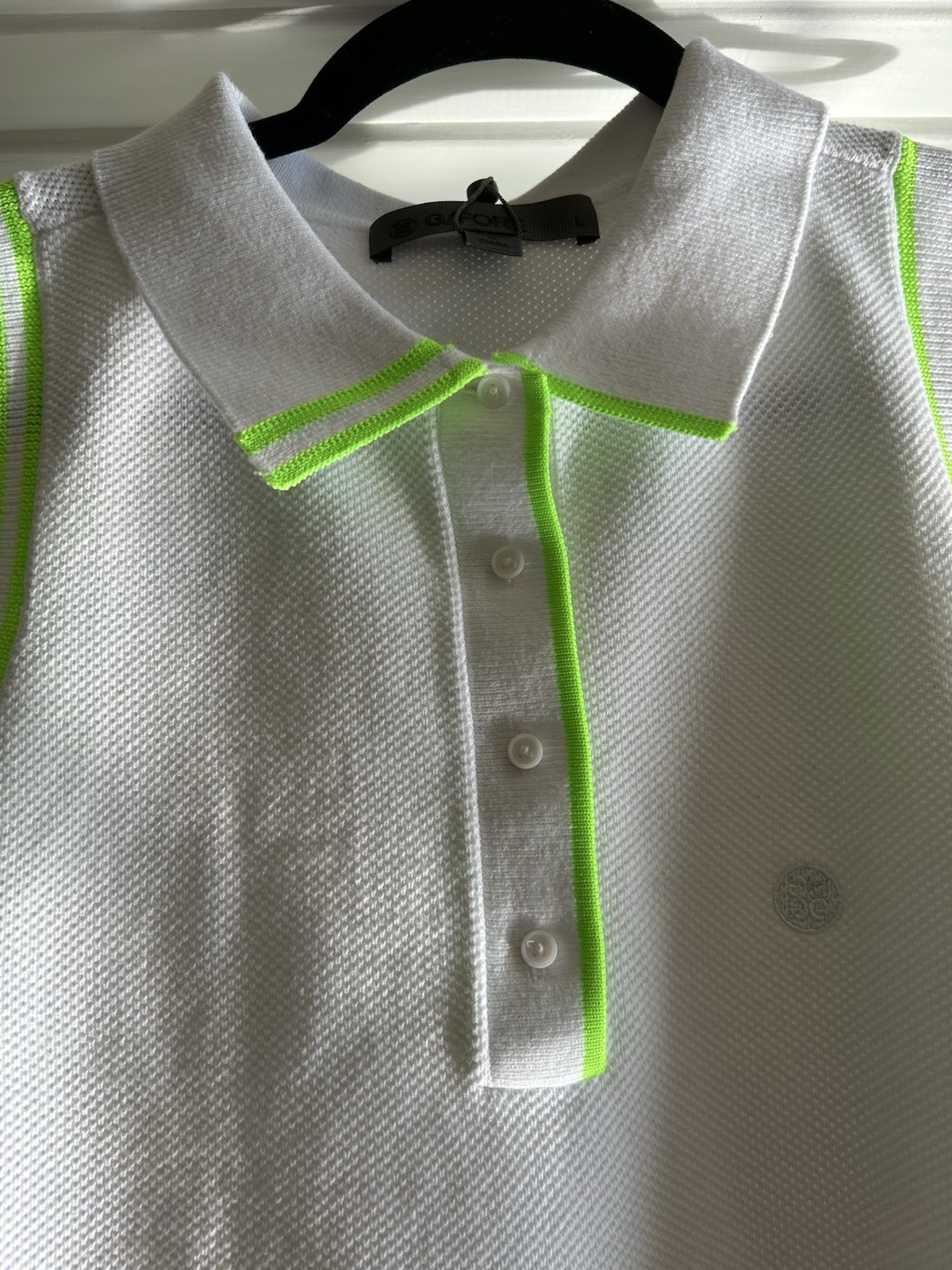G/Fore Fully Fashioned Cotton Pique Sleeveless Polo Dress White Size L NWT Women