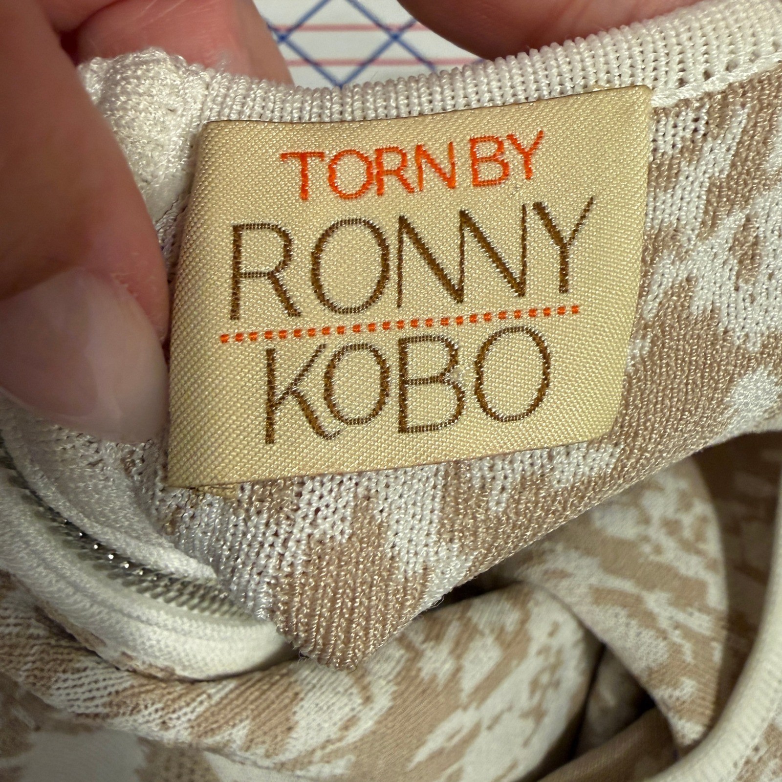 Torn by Ronny Kobo Patricia Dove Swing Dress L Tan Floral Jacquard Ladylike