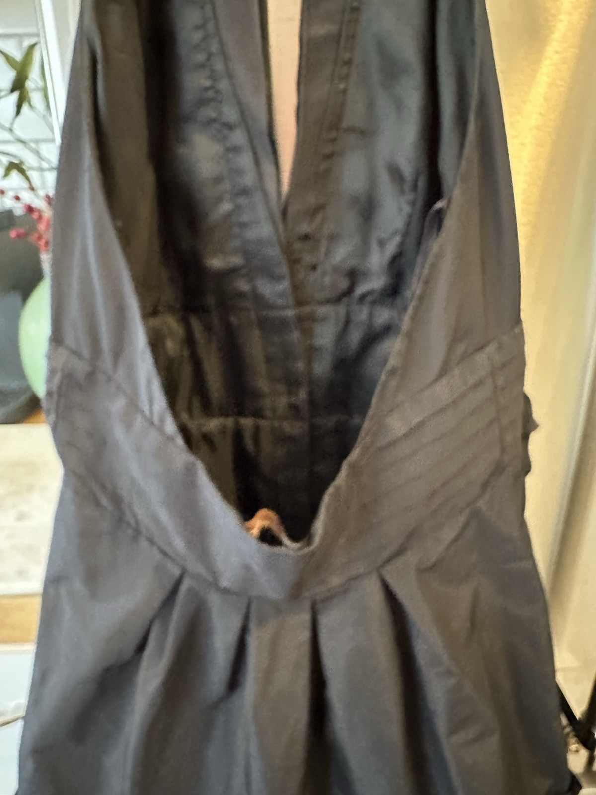 Stunning Halter Dress Open Back Puffed Skirt Snap-up Front Deep V Neck Tie Belte