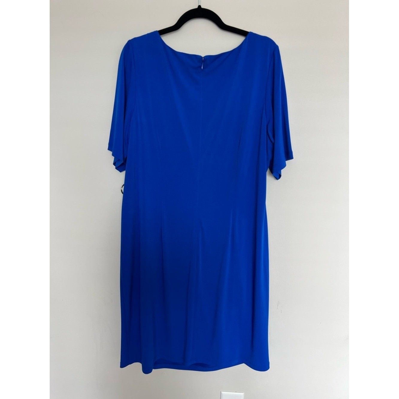 Laura Jeffries Elegant Royal Blue Midi Dress with Side Ring Detail Size 18W