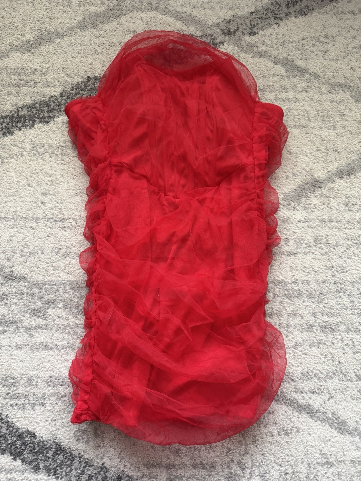 Pretty Little Things Shape Mesh Corset Ruched Bodycon Dress Red Womens Size 4