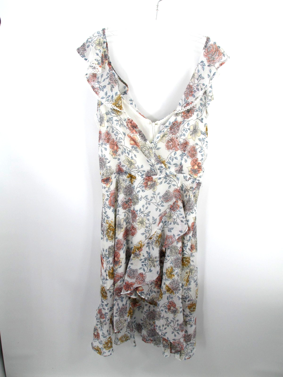 J.O.A. JUST ONE ANSWER Midi Cottage Core Dress Women Med White Floral Boho Flowy
