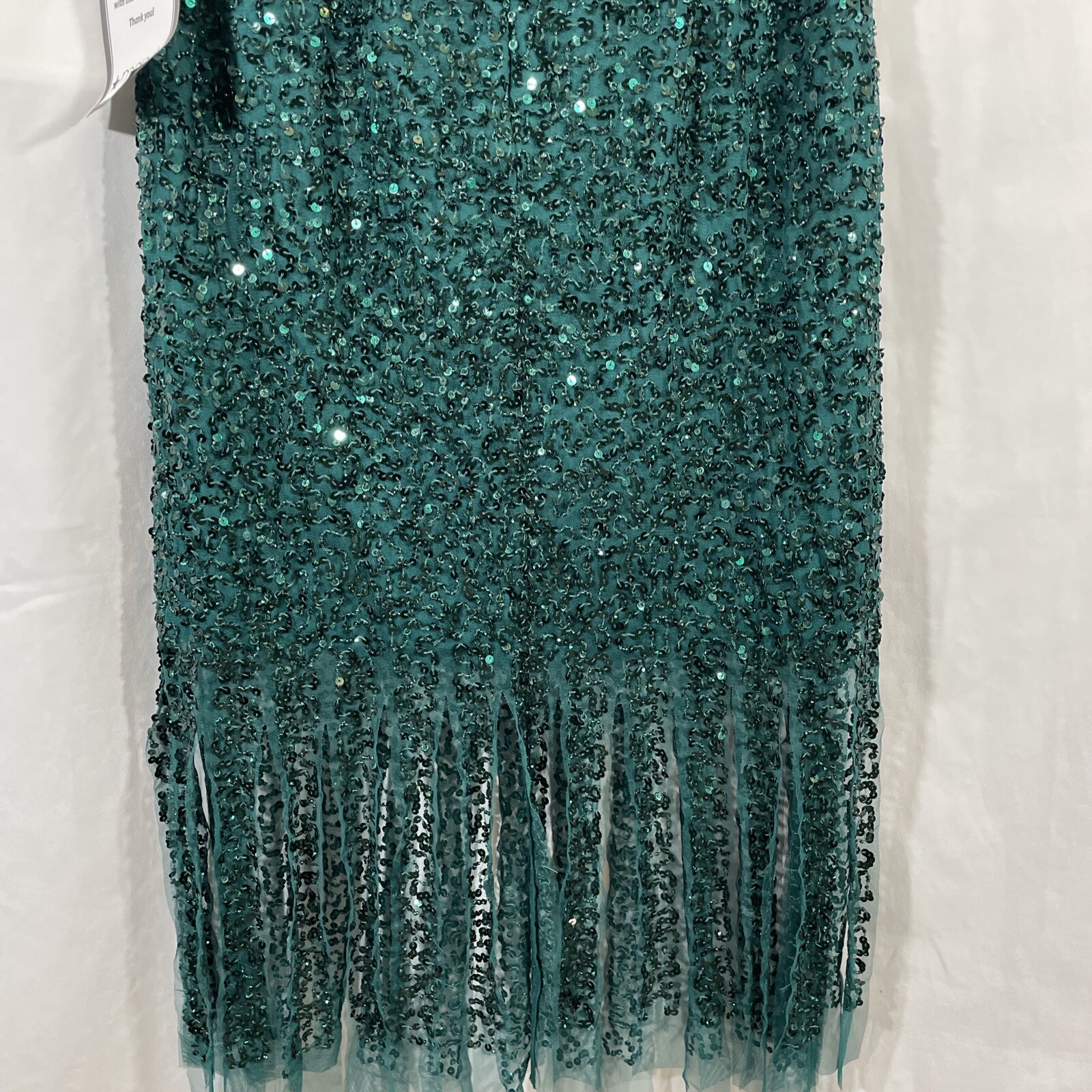 NWT Adrianna Papell [ 8 ] Beaded Short Dress in Dark Jade Green #G837