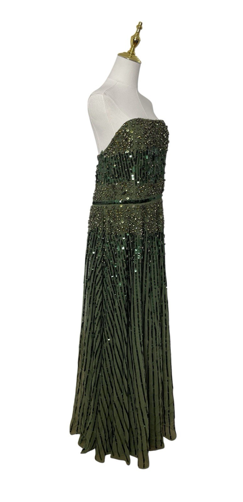 Mac Duggal 93915 Emerald Strapless Beaded Sequin Gown Size 12 $998