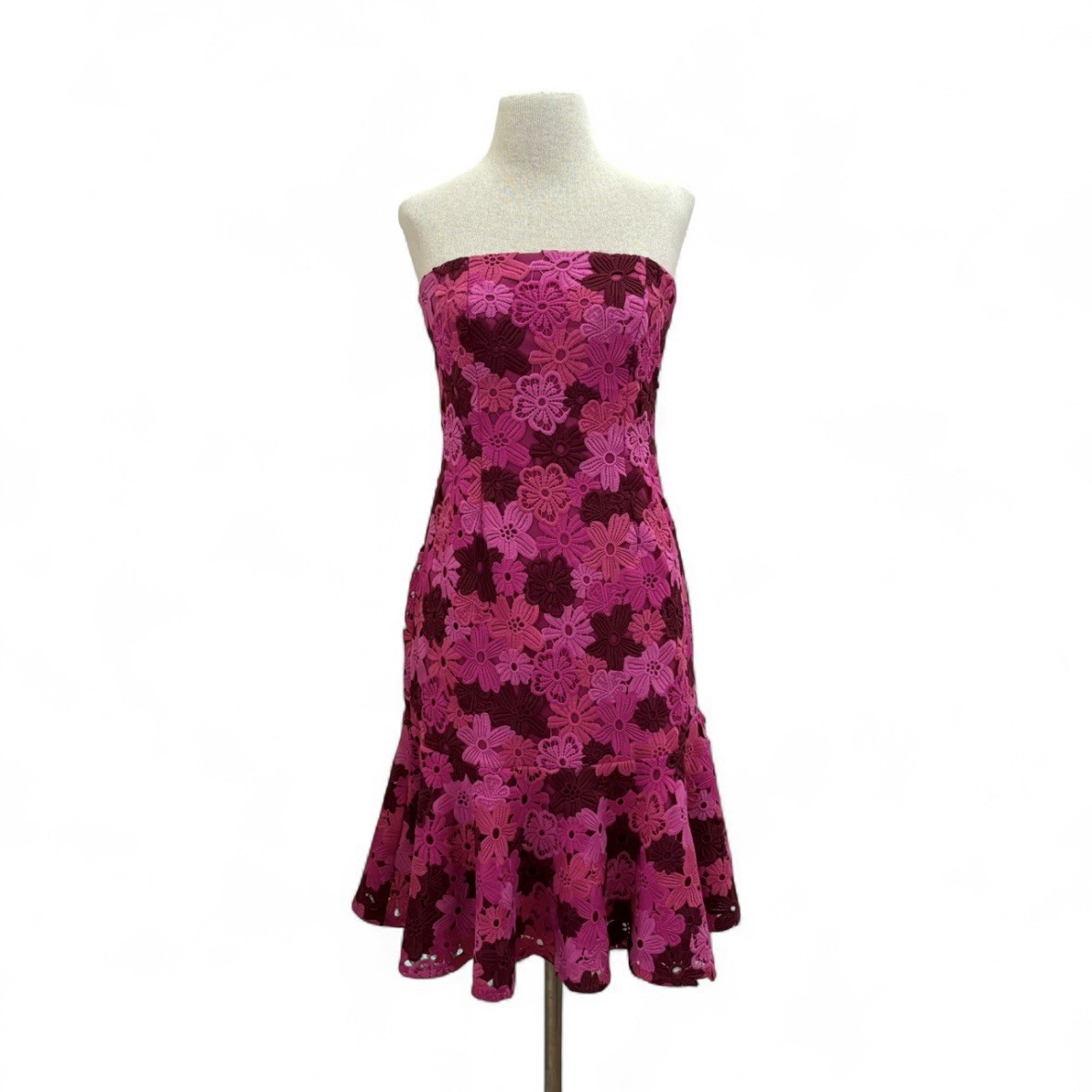 Alexia Admor Romantic Feminine Floral Lace Strapless Cocktail Dress Sz 8 Medium