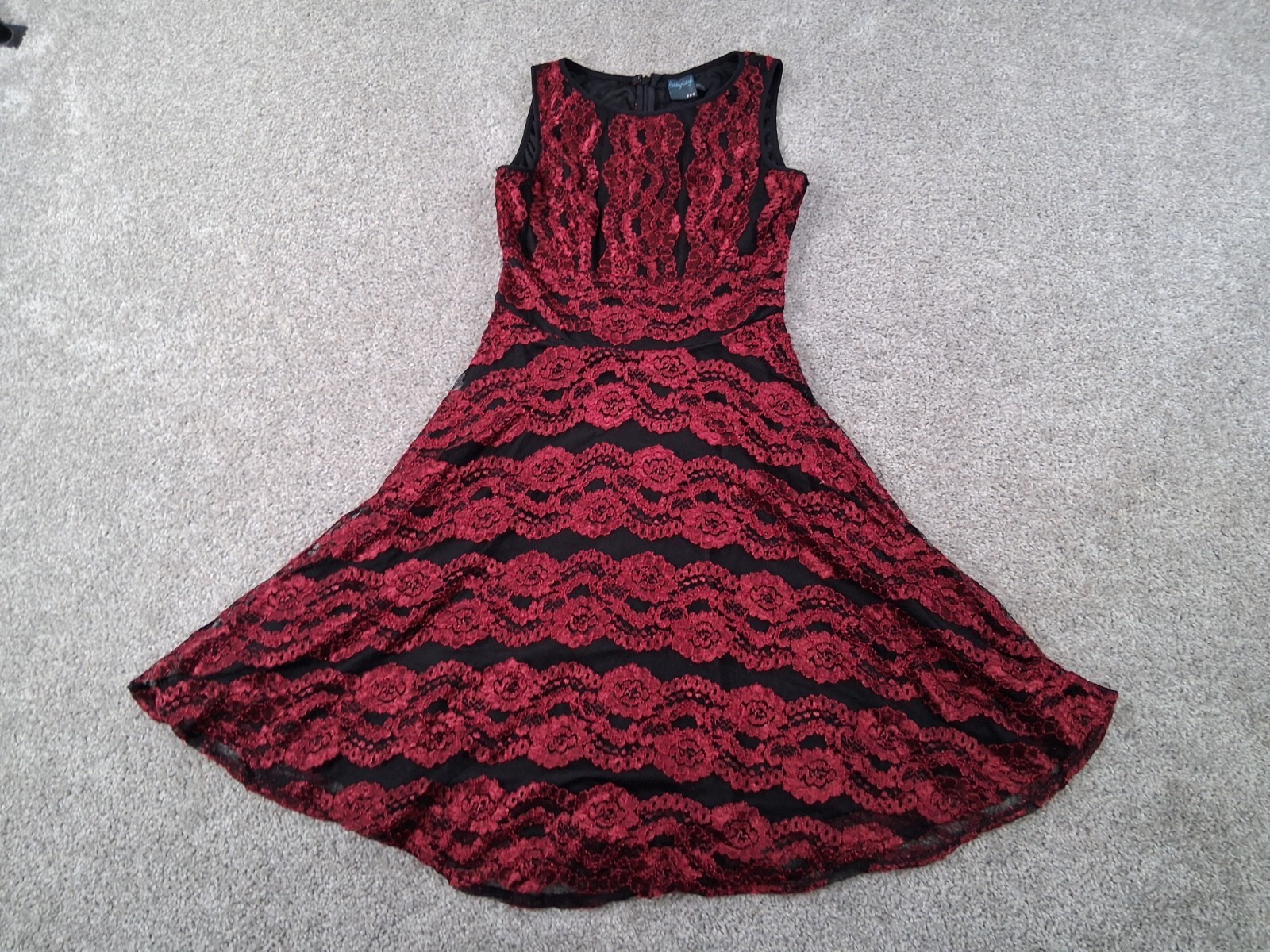 Gabby Skye Womens 6 Dress Red Black Floral Sleeveless Nylon Cotton Blend