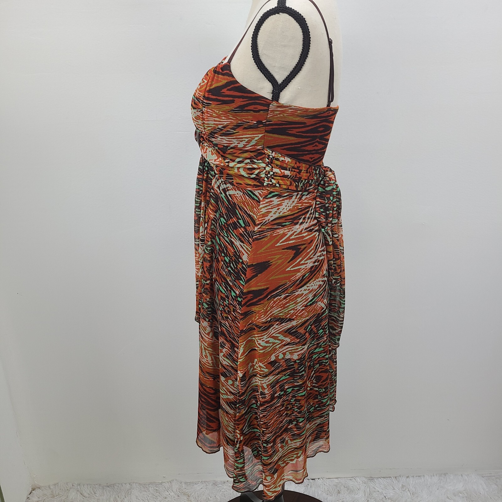 Ruby Rox Dress Women Small Brown Multicolor Adjustable Lined Pullover Padded