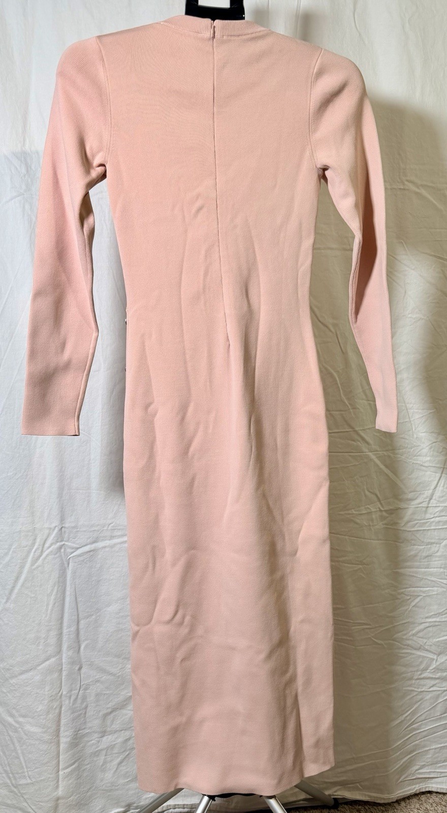 NWT Michael Kors Viscose Blend Snap Midi Dress Powder Blush, Size Medium
