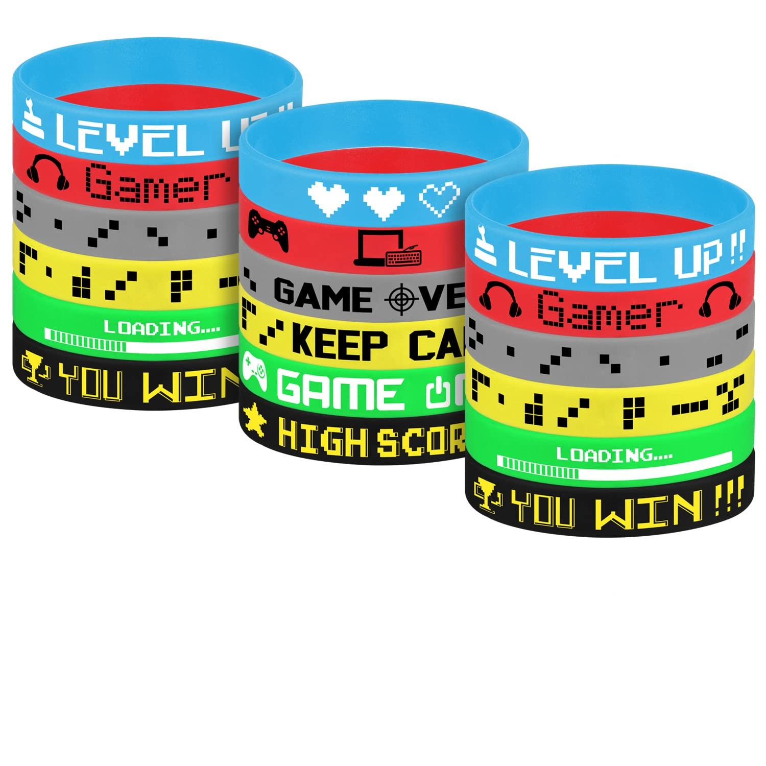 TUPARKA 18 Pcs Video Game Wristbands Rubber Bracelet Game Party Wristbands Suppl