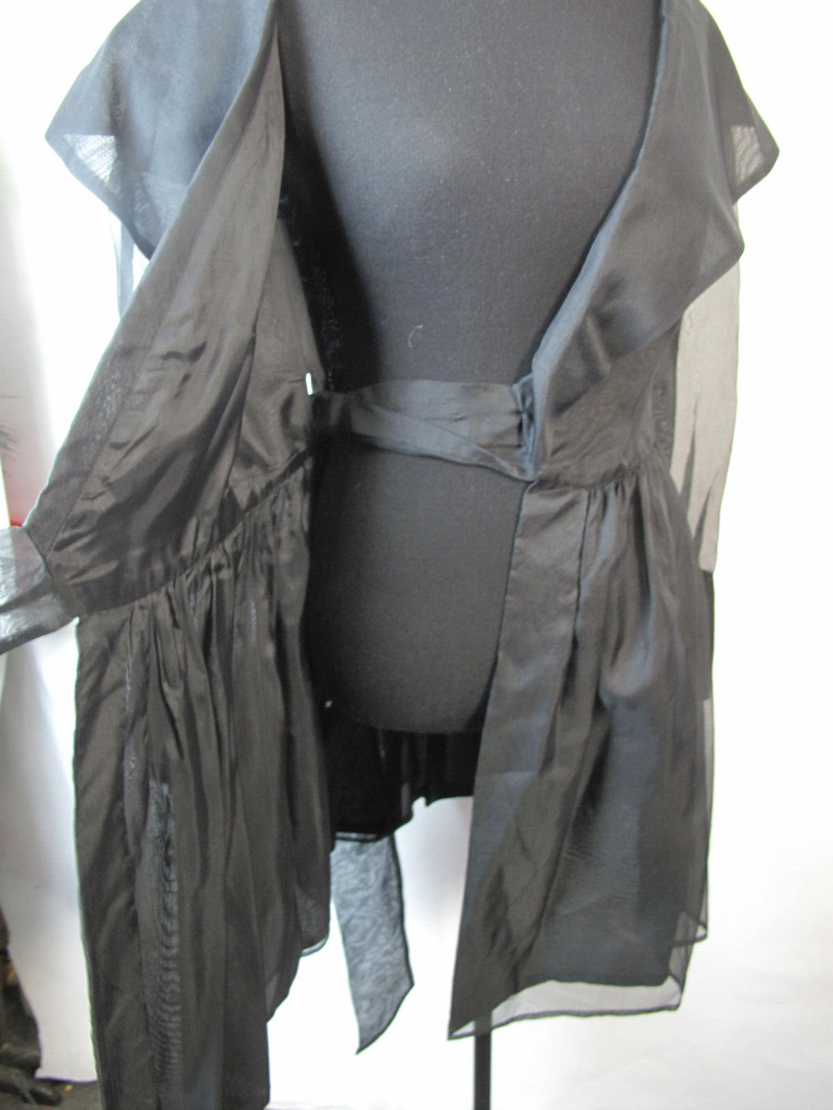 A.B.S Evening Collection Sheer Long Sleeve Wrap Around Top Black Sz 8 Silk Dress