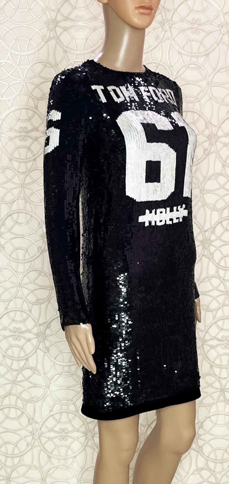 TOM FORD BLACK SEQUEEN DRESS ” HOLLY 61″ size TF 34 – US 0-2