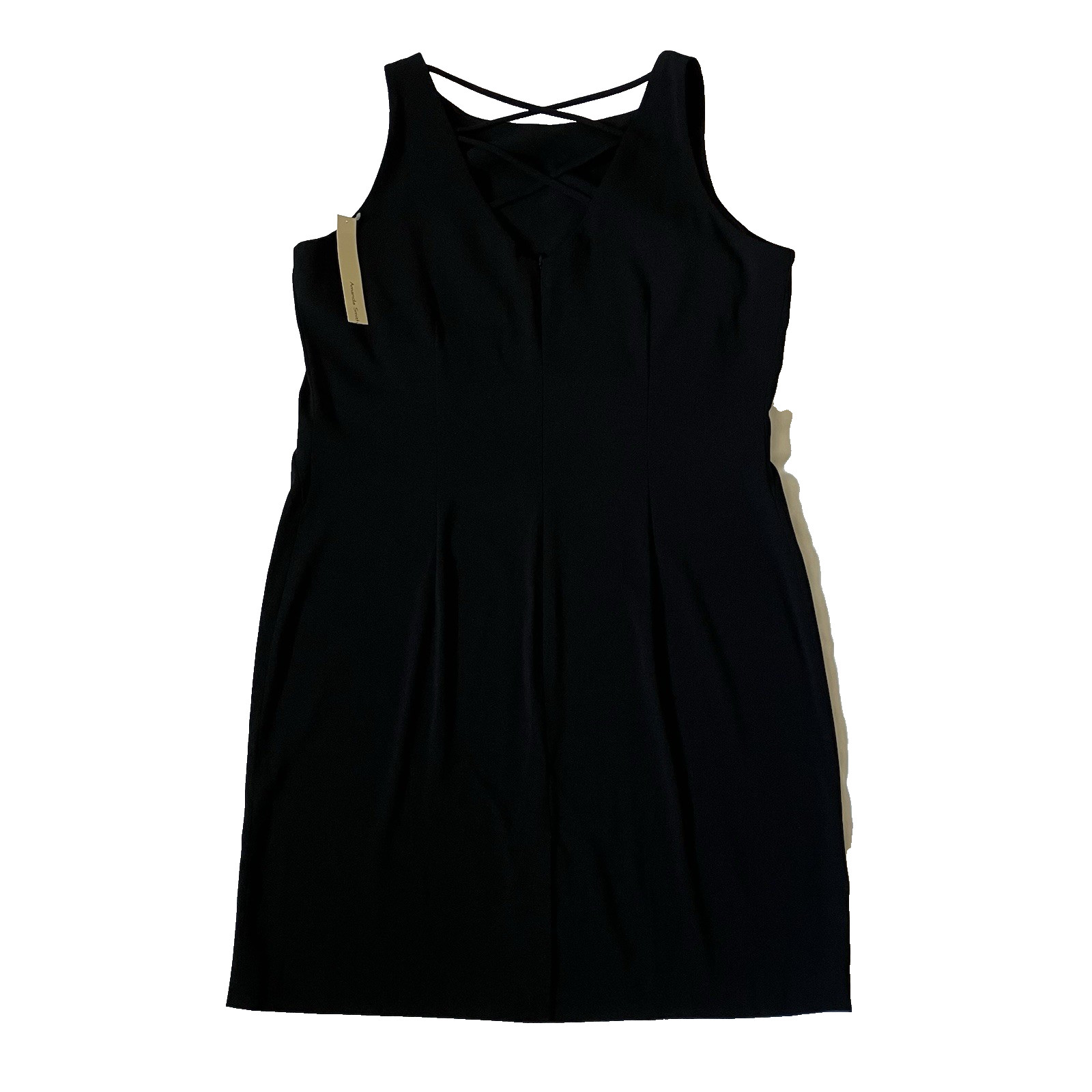 AMANDA SMITH NWT Women Size 12 Black Sleeveless Zip Closure Sheath Dress