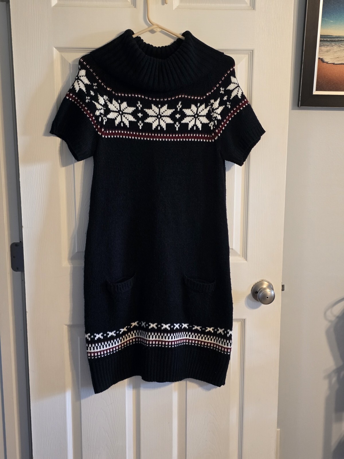 Cato Women’s Holiday Turtle Neck Ribbed Sweater Dress Size Medium