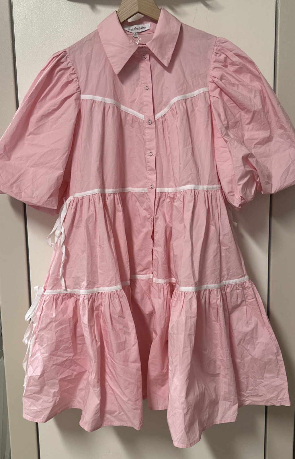 Sofie The Label Women Size Large Mini Babydoll V Neck Day Out Knox Dress Pockets