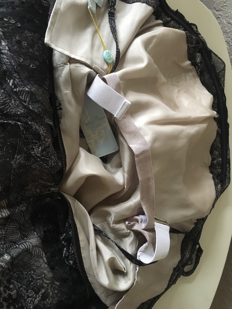 Anthropologie Strapless Dress Black Sequin 0 Tracy Reese Spliced Lace NWT $450
