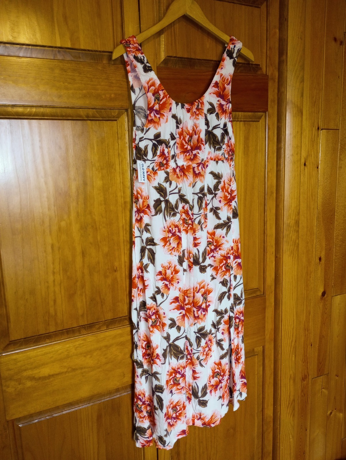 NWT Old Navy Small Sleeveless Scoop Neck Floral Milkmaid Maxi Dress Rayon New