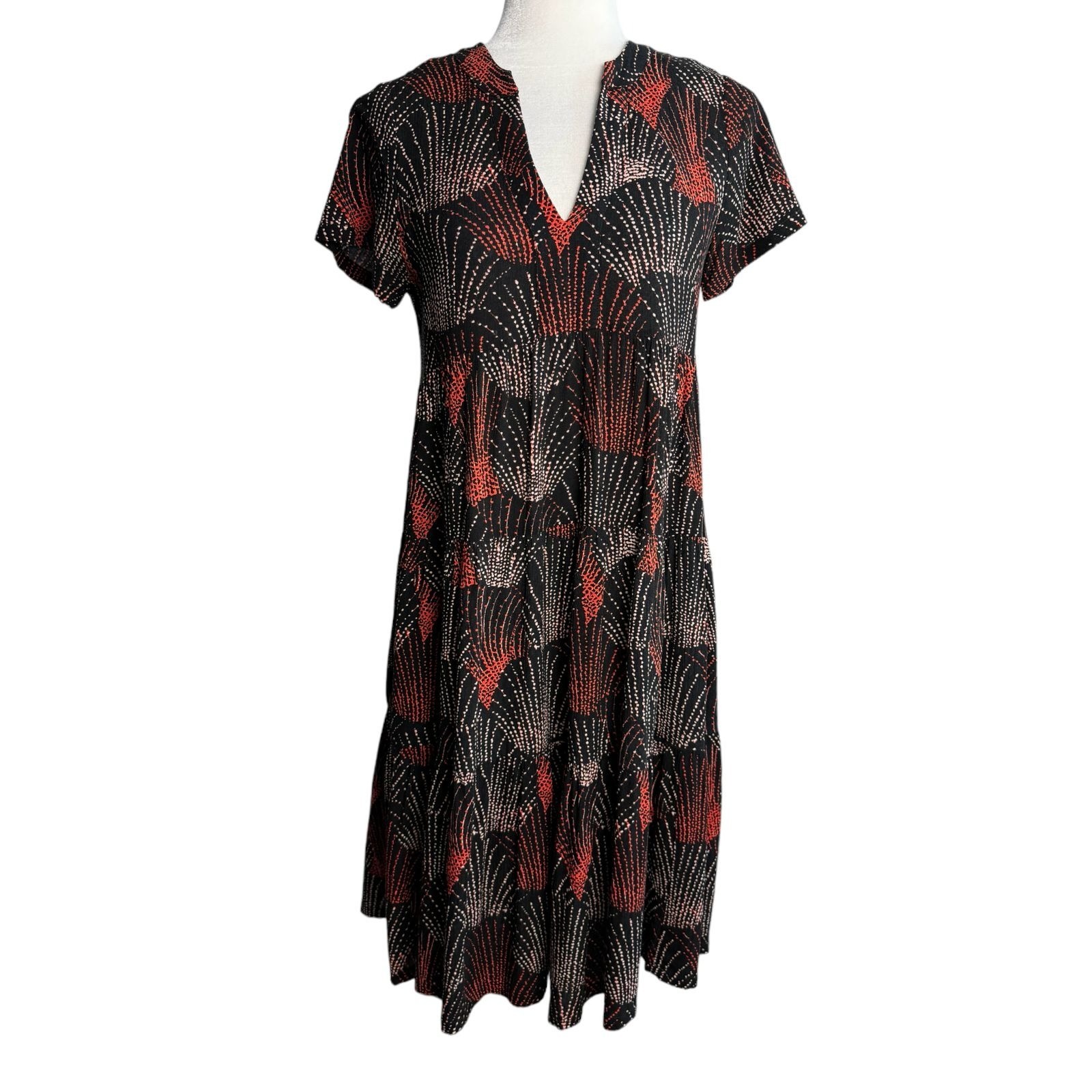 Anthropologie Maeve Harper SS Tiered Spliced Neck Tunic Dress Womens Size XS