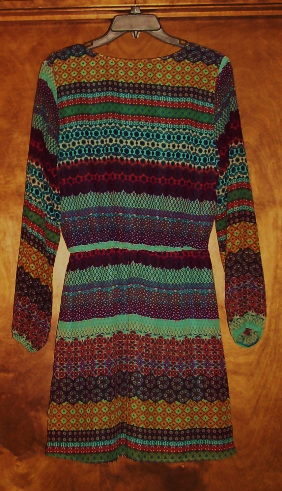 Trixxi Ladies LS, Fully-Lined, Scoop-Neck Dress, Sz Med, Multi-color, Polyester