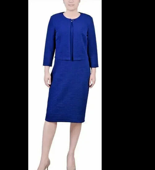 NY collection dress Textured two piece three-quarter sleeve dress set size 12P