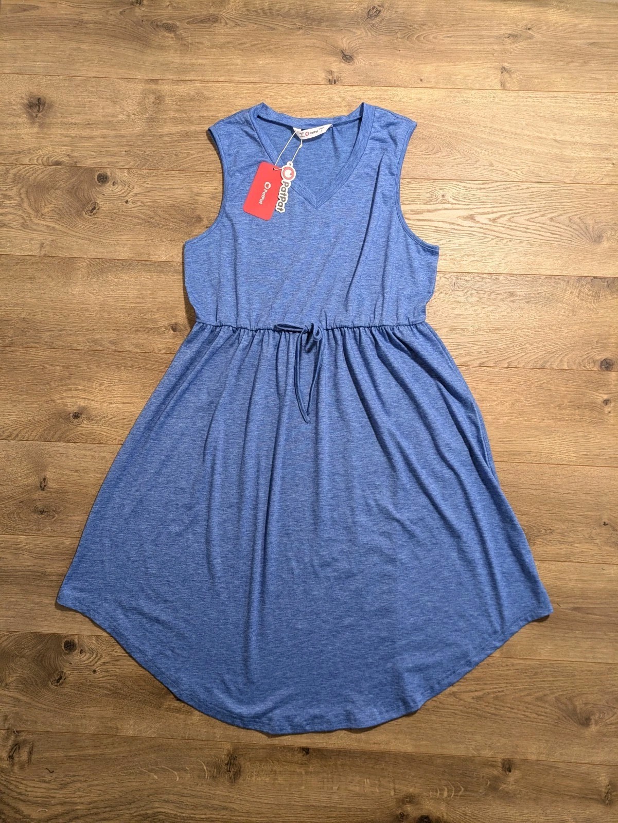 PatPat Dress Women’s Size Large Blue Sleeveless Sundress Cinched Waist Bow