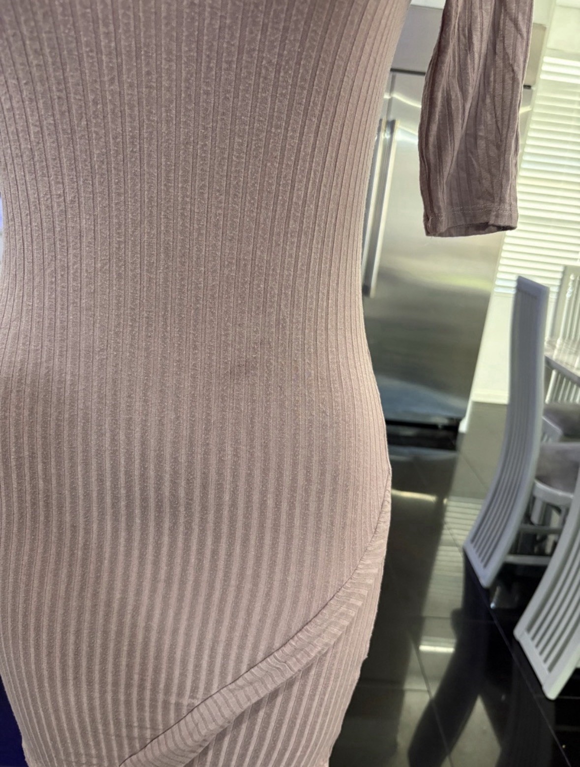 Heart & Hips Pink Ribbed V-Neck Bodycon Knee Length Dress Women S Stretch