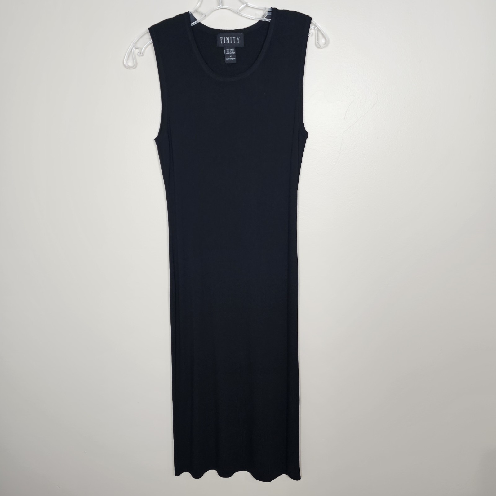 Finity Black Jersey Pencil Sleek Midi Women’s Dress Size Medium