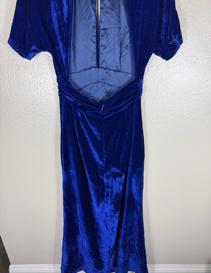 Lovers and Friends Navarin Velvet Blue Maxi Dress Size S
