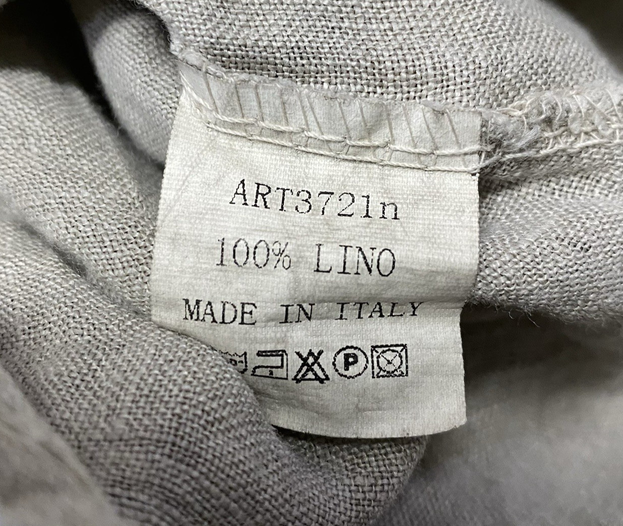 Meo Meli Tunic Top 100% Linen One Size Taupe Sand Pullover Roll Tab Short Sleeve