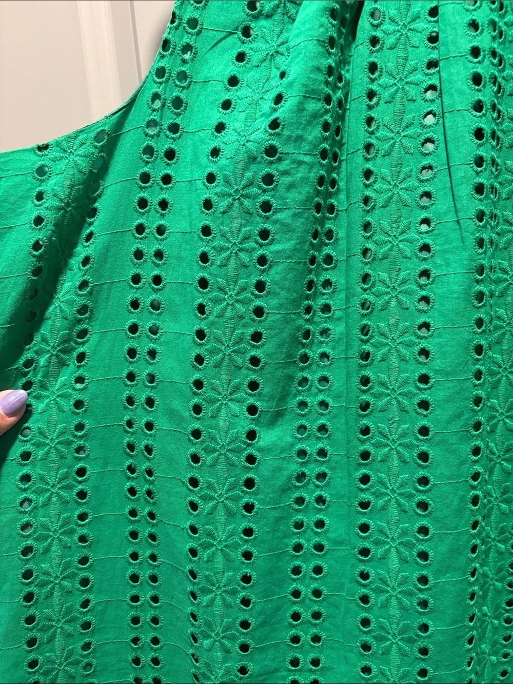 Isabel & Nina Green Eyelet Shift Dress Size 14 Cotton Embroidered Sleeveless