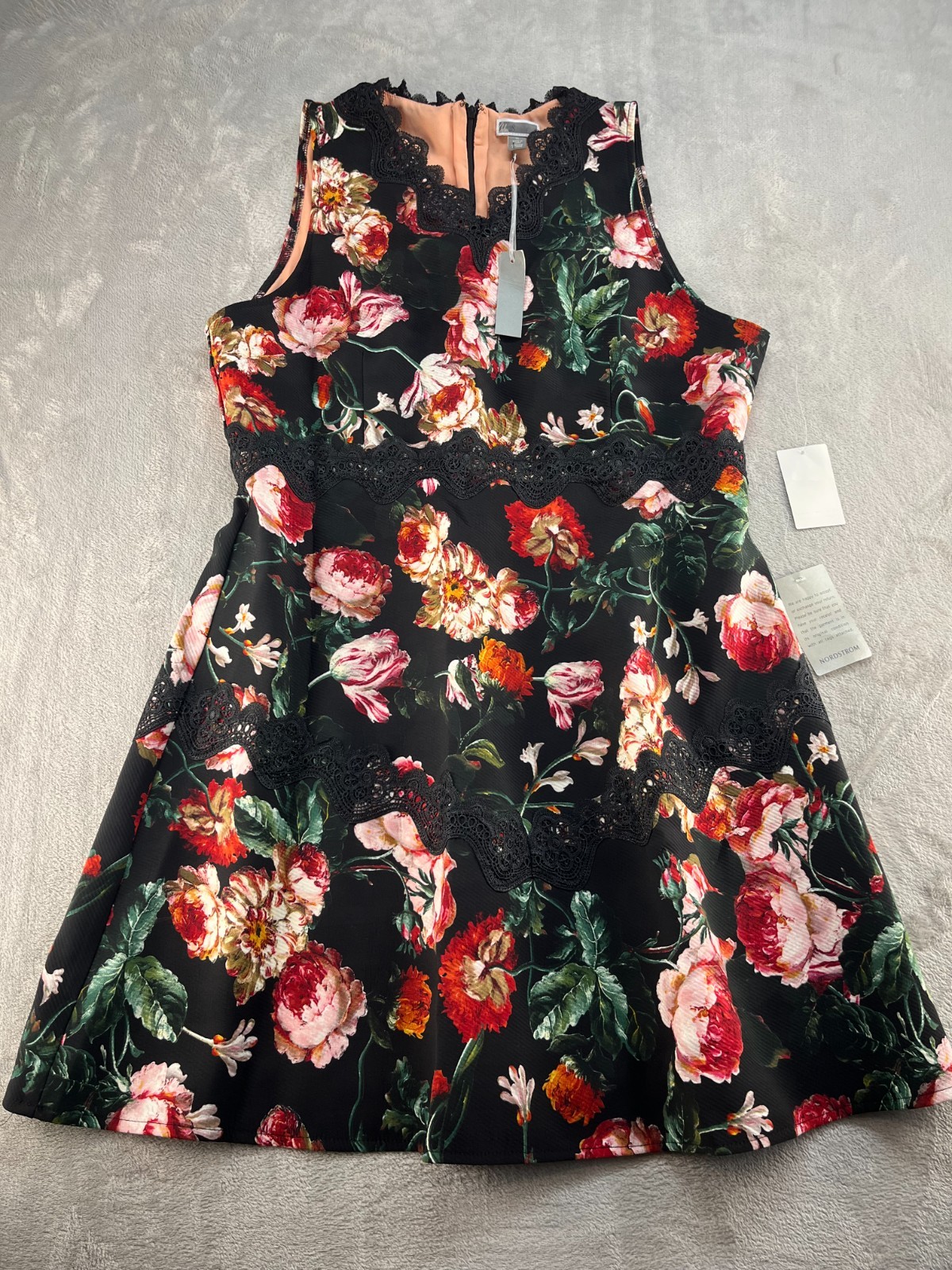 Chelsea 28 Floral Sleeveless Dress Womens XL Fit & Flare Lace Romantic Feminine