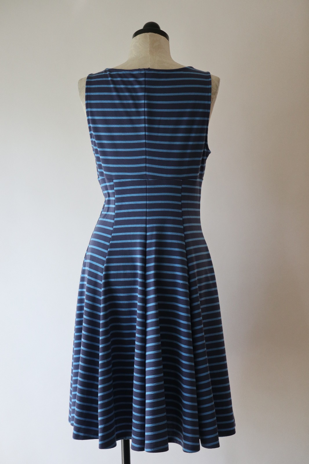 Peter Som Design Nation Blue Striped Stretchy Jersey Full Skirted Dress Women 10