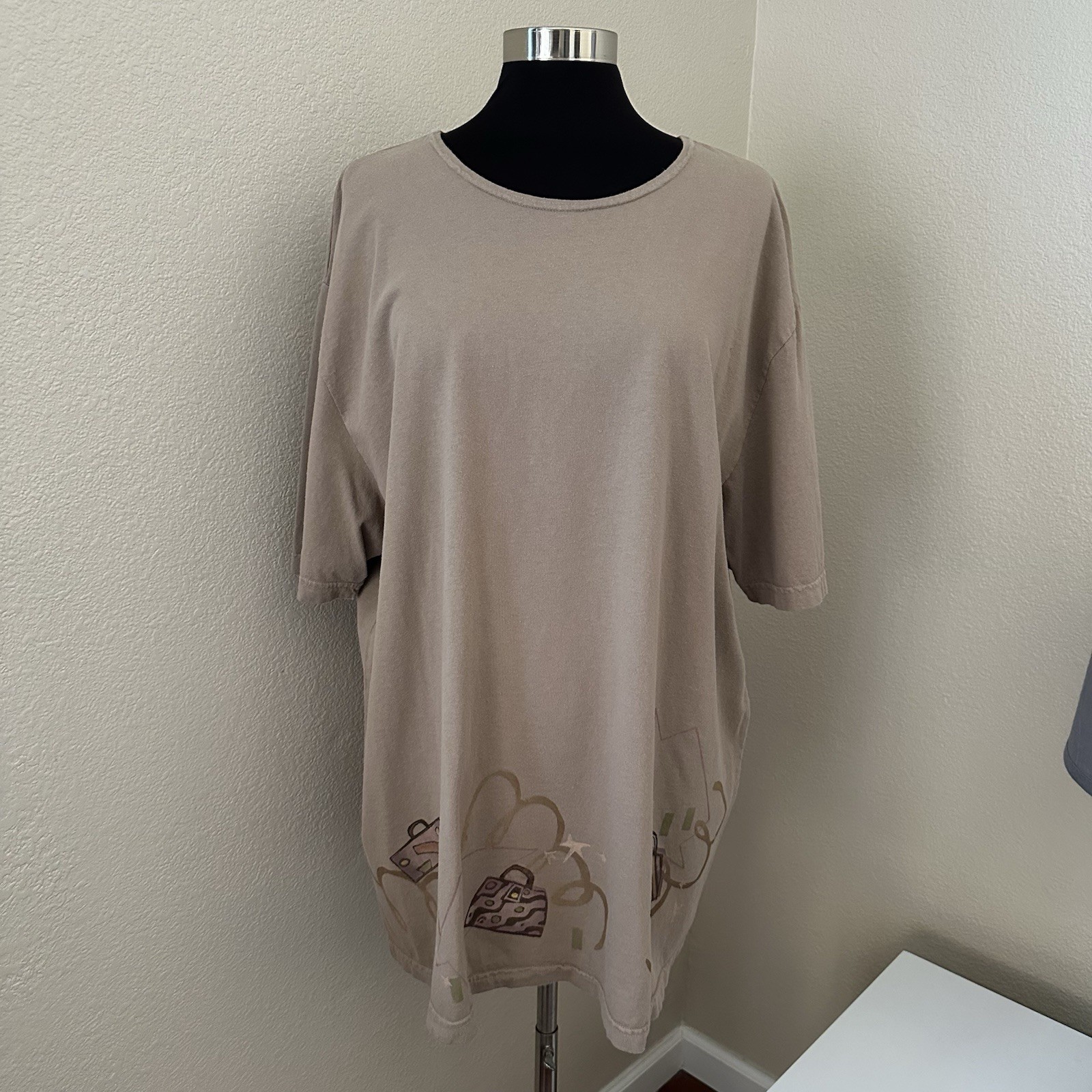 NWT Blue Fish Tan Hand Painted 100% Organic Cotton Tunic Art Mini Dress Size 2