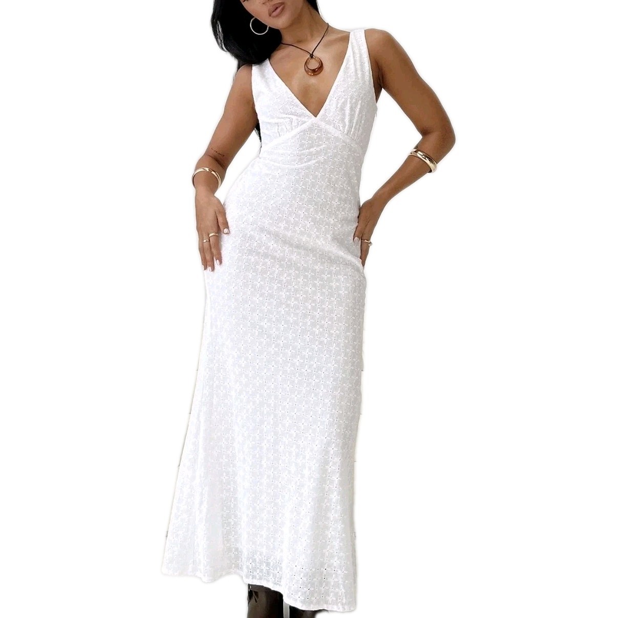 Princess Polly Nellie Anglaise Maxi Dress Blue Size US 12 New