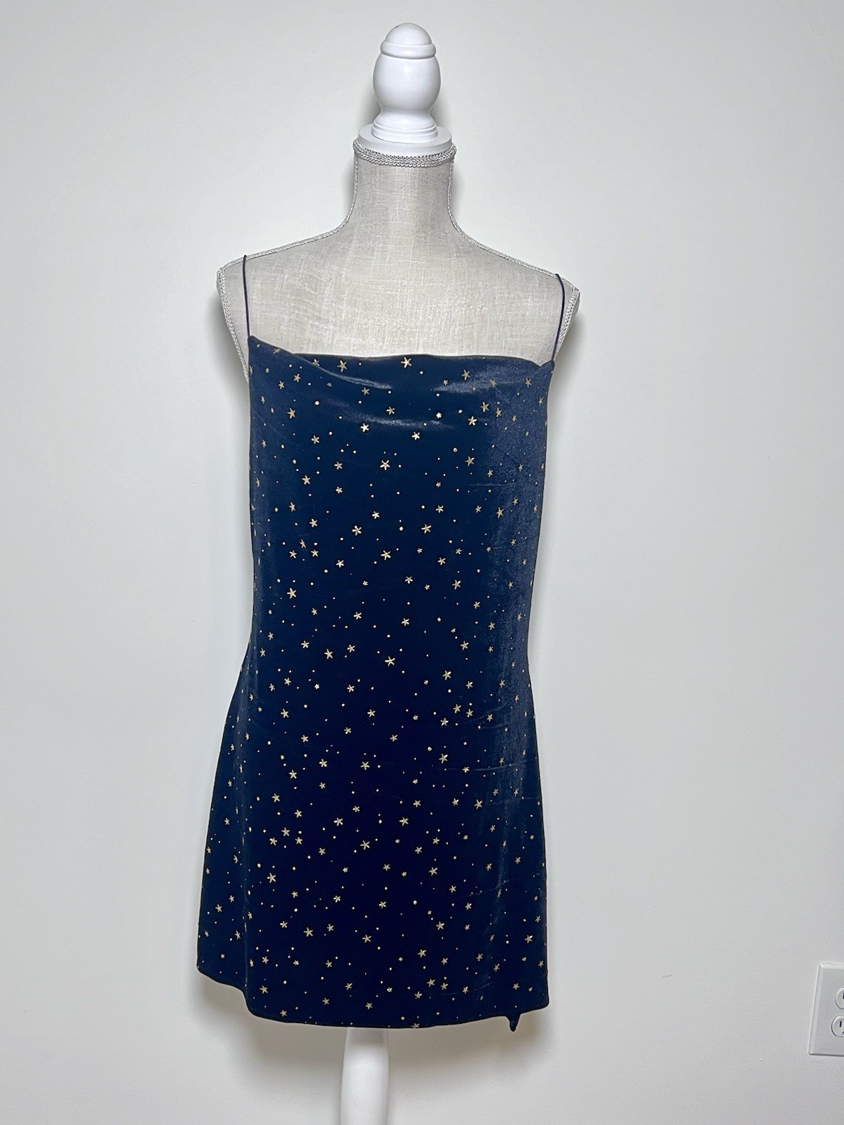 Black Velvet Celestial Print Mini Dress Women’s XL Party Whimsigoth Goth Witchy