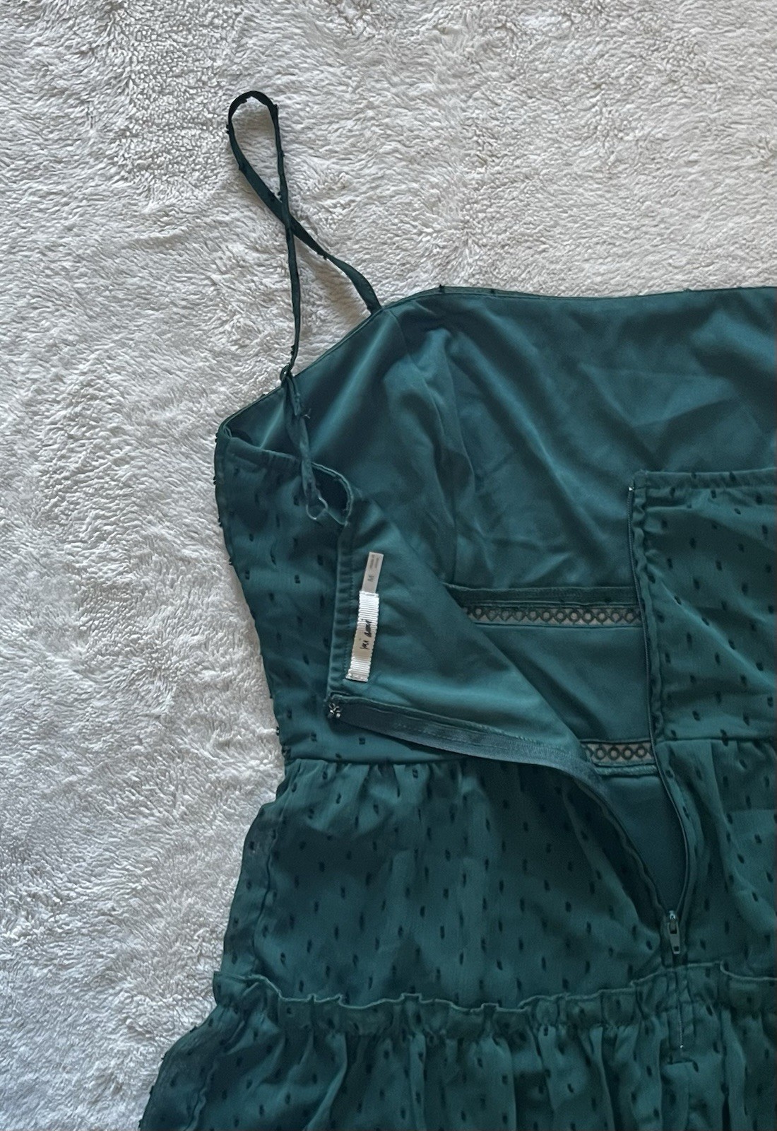 Francesca’s Emerald Green Polka Dot Skater Mini Dress – M
